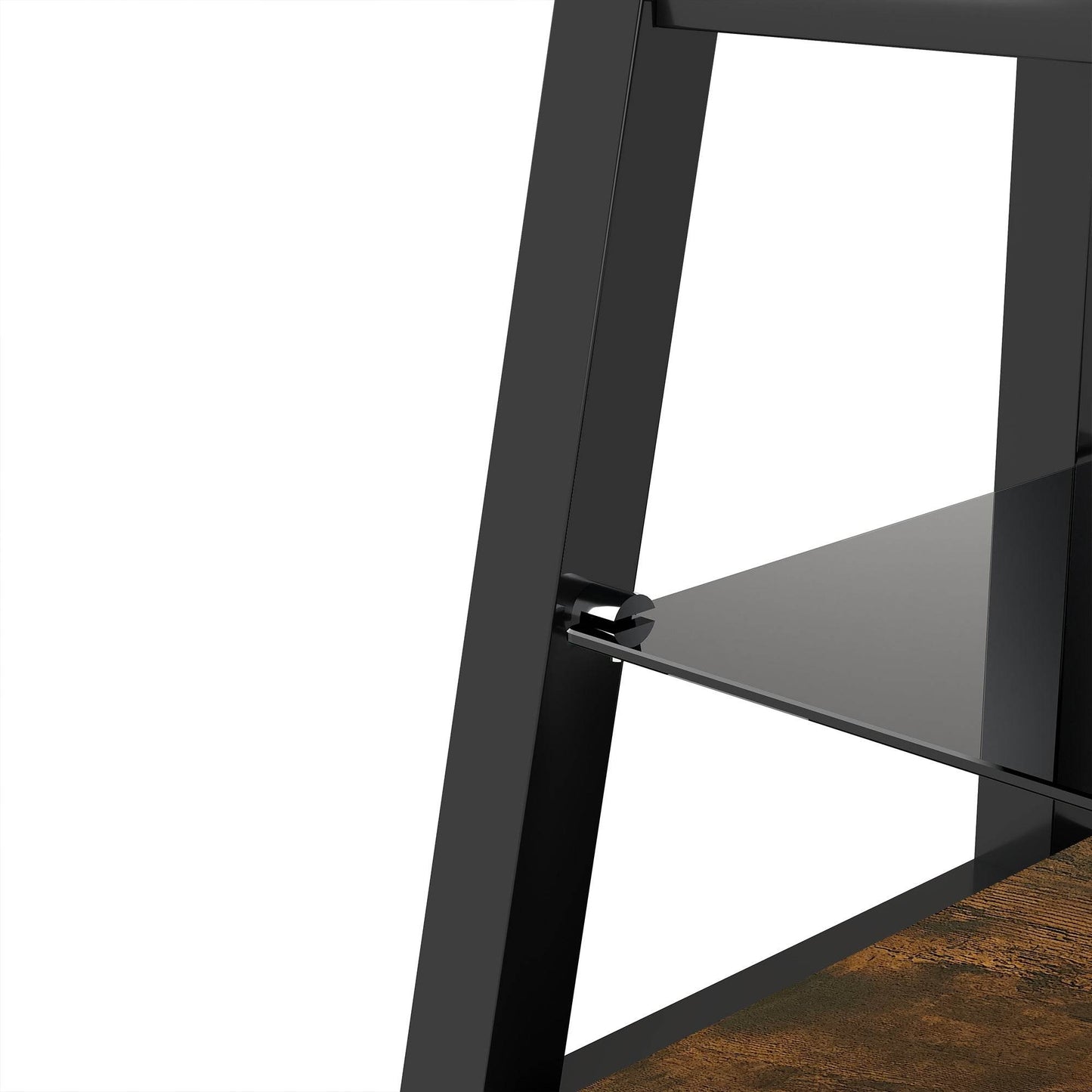 MLNshops rustic brown wooden TV stand, 3-Tier Glass