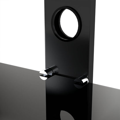 MLNshops rustic brown wooden TV stand, 3-Tier Glass