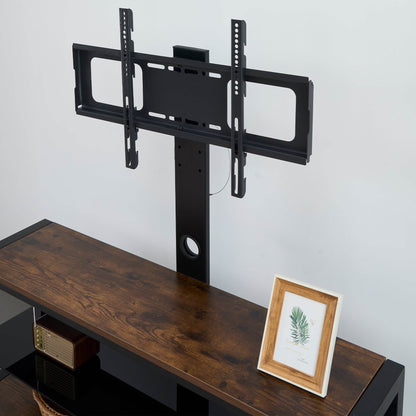 MLNshops rustic brown wooden TV stand, 3-Tier Glass