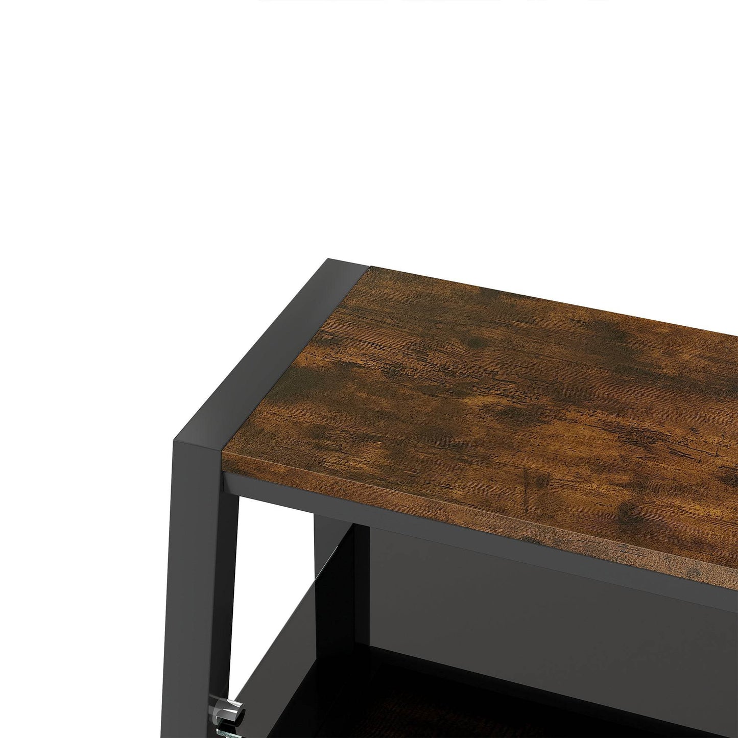 MLNshops rustic brown wooden TV stand, 3-Tier Glass