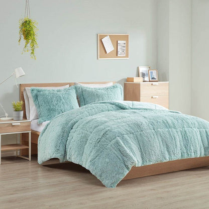 MLNshops Mint shaggy long fur comforter set king Ultra-Soft Default