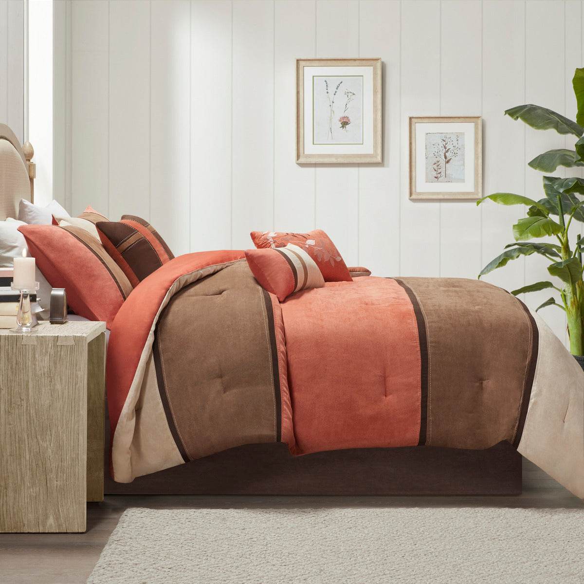 MLNshops luxury coral comforter set queen - Plush Velvet