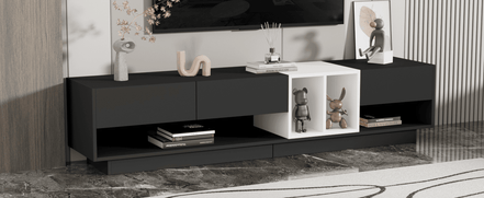 MLNshops modern black TV cabinet for living room, sleek