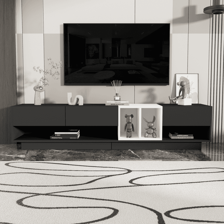 MLNshops modern black TV cabinet for living room, sleek
