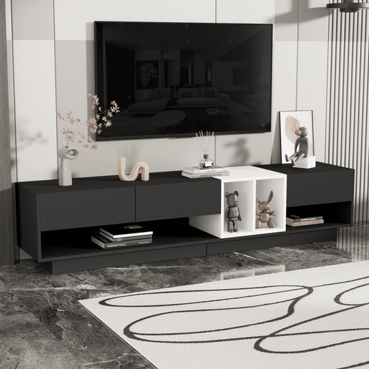 MLNshops modern black TV cabinet for living room, sleek - MLNshops