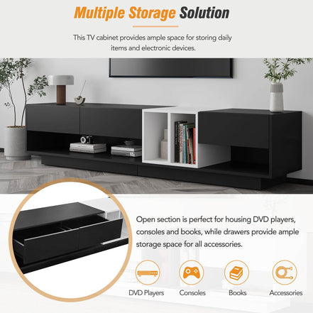 MLNshops modern black TV cabinet for living room, sleek