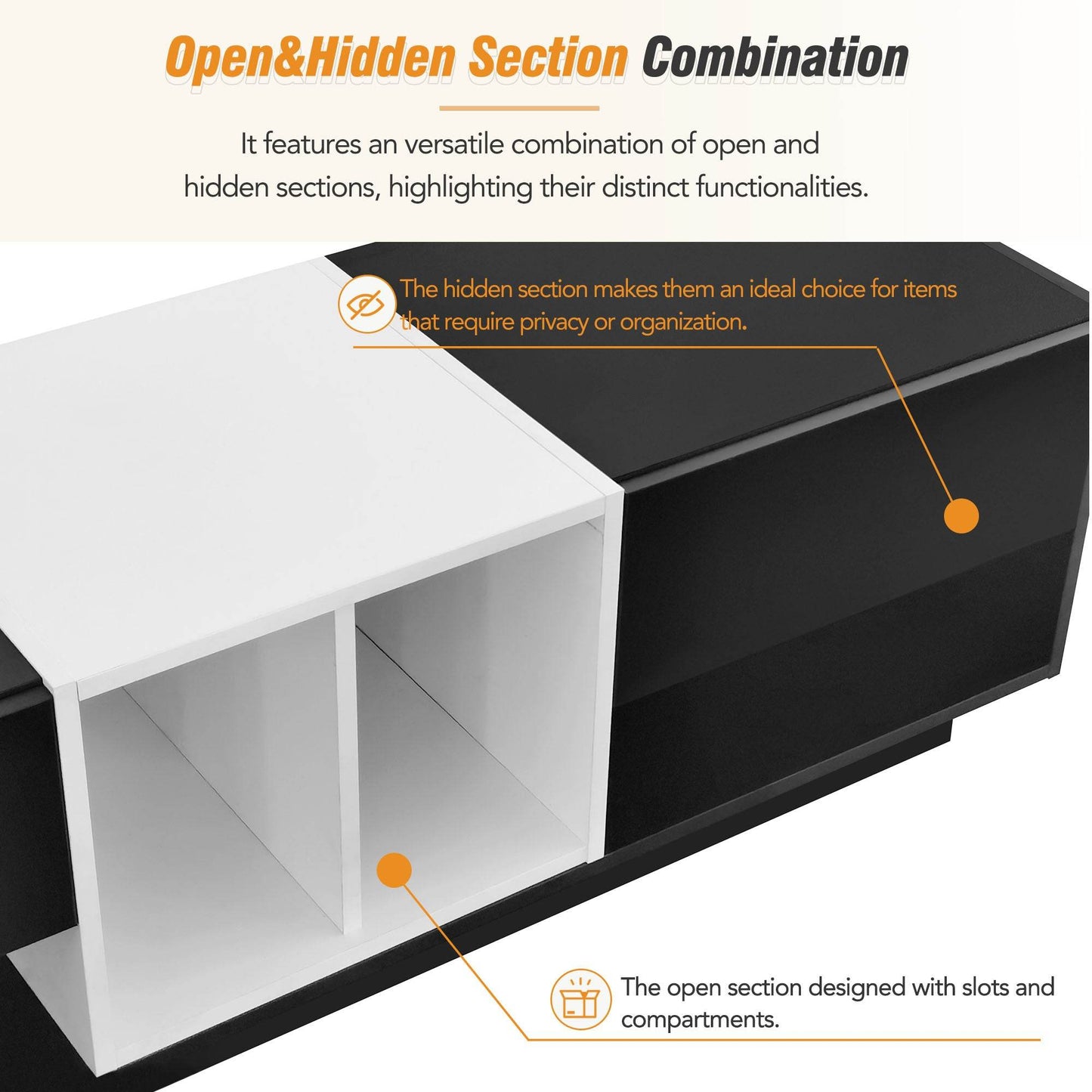 MLNshops modern black TV cabinet for living room, sleek