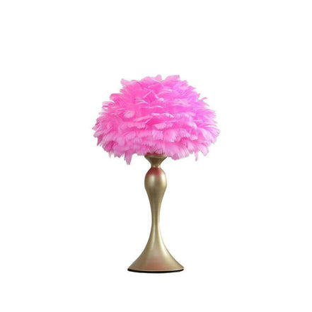 MLNshops Hot Pink Feather Table Lamp with Gold Base Default