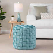 MLNshops Ice Blue Velvet Ottoman - Plush Woven Design