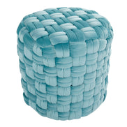 MLNshops Ice Blue Velvet Ottoman - Plush Woven Design