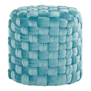 MLNshops Ice Blue Velvet Ottoman - Plush Woven Design Default