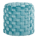 MLNshops Ice Blue Velvet Ottoman - Plush Woven Design Default