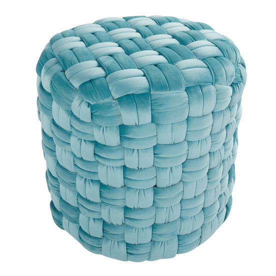 MLNshops Ice Blue Velvet Ottoman - Plush Woven Design