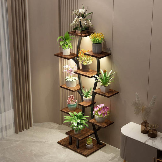 MLNshops Indoor Plant Stand with Grow Lights - Multi-Tier Wood Default