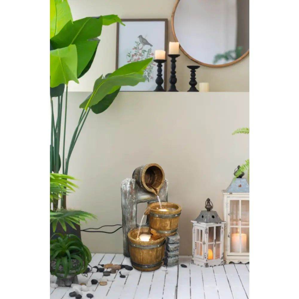 MLNshops Decorative 3 Tier Bucket Indoor Water Fountain with Lights