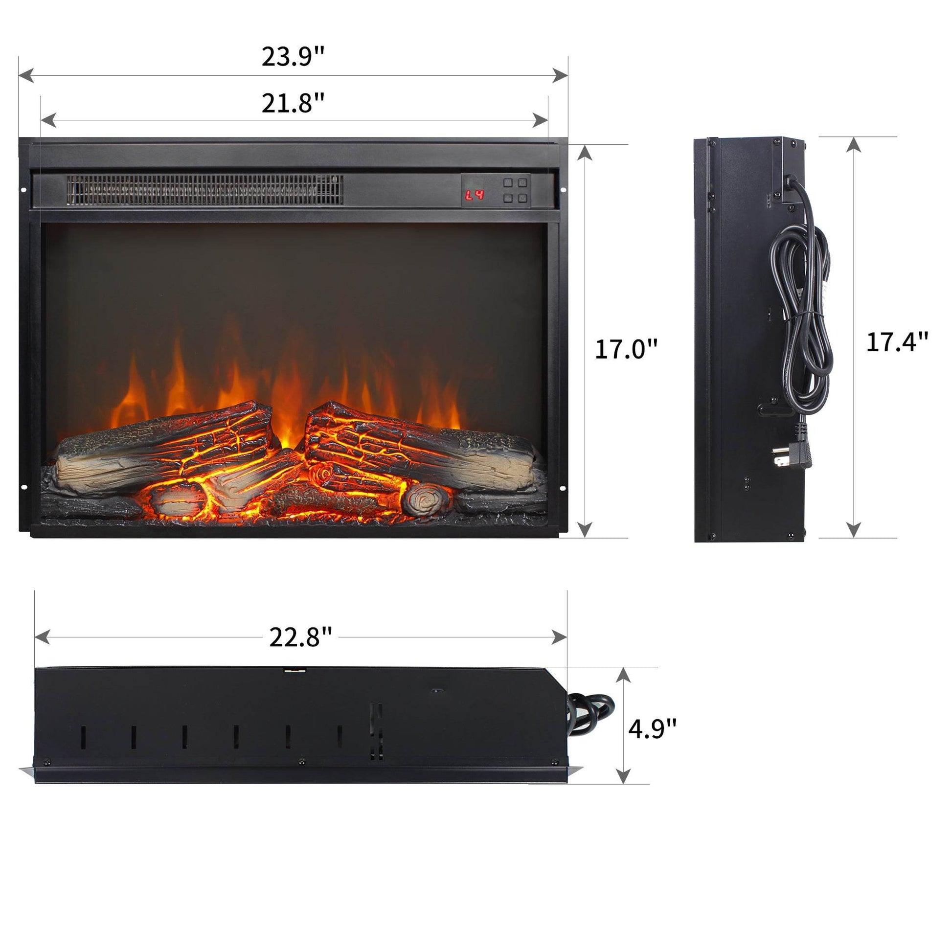 MLNshops 23 Inch Electric Fireplace Insert with Realistic Flame