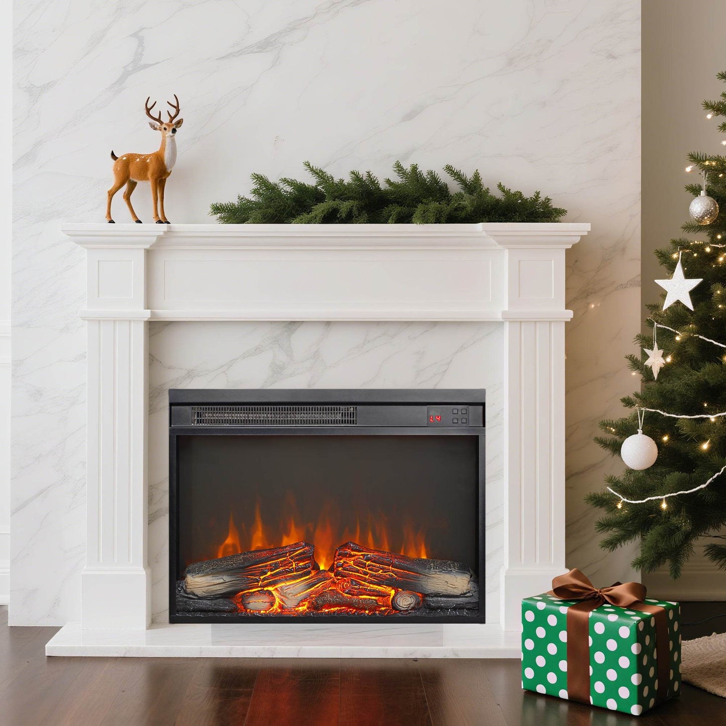 MLNshops 23 Inch Electric Fireplace Insert with Realistic Flame