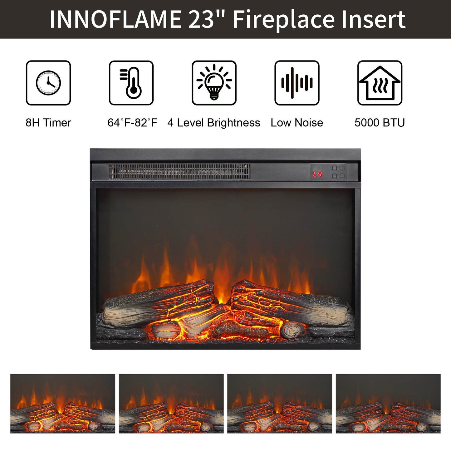 MLNshops 23 Inch Electric Fireplace Insert with Realistic Flame