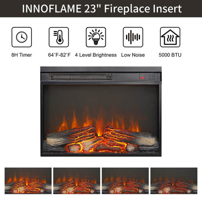 MLNshops 23 Inch Electric Fireplace Insert with Realistic Flame