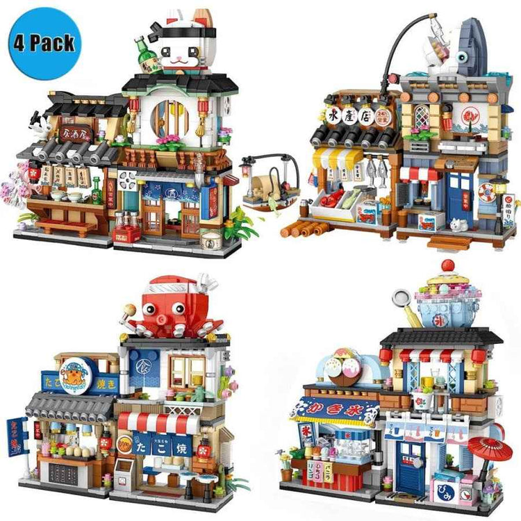 mlnshops Japanese Street Building Set - 4 Pack Toys Default Title