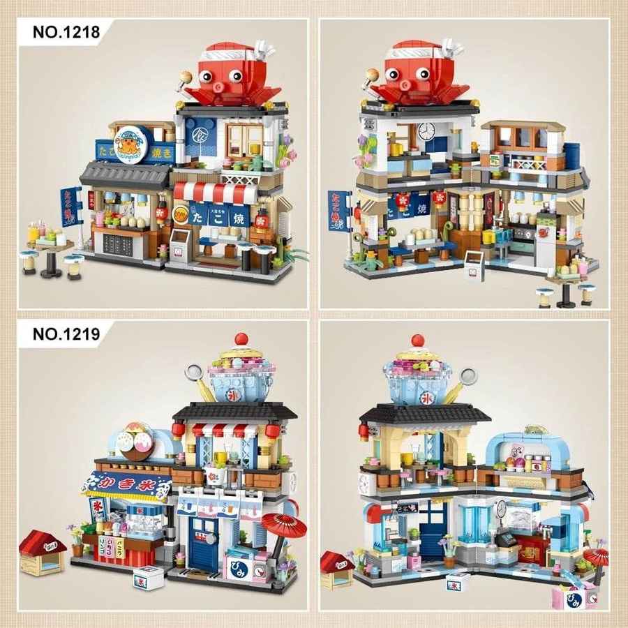 mlnshops Japanese Street Building Set - 4 Pack Toys