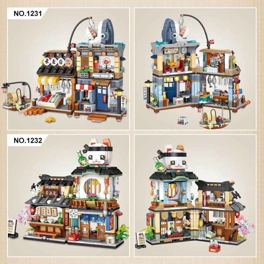 mlnshops Japanese Street Building Set - 4 Pack Toys