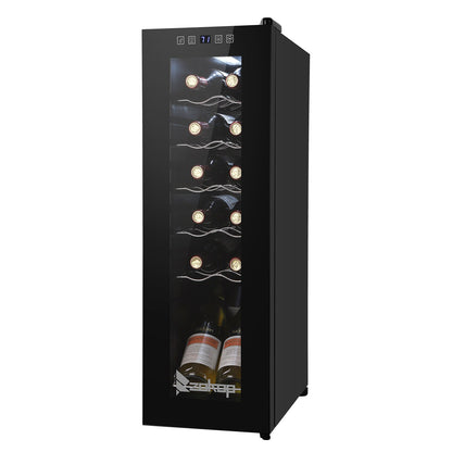 JC-34 115V 85W 1.2cu.ft/34l  Electronic Wine Fridges, Wine Cabinet Cold Rolled Sheet Transparent Glass Door / 12Bottle with Display Black MLNshops]