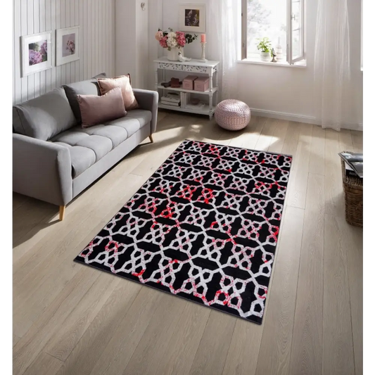 Jersey Area Rugs, Carpets For Livingroom, 5x7 Area Rugs ,3989 Black-Red MLNshops]