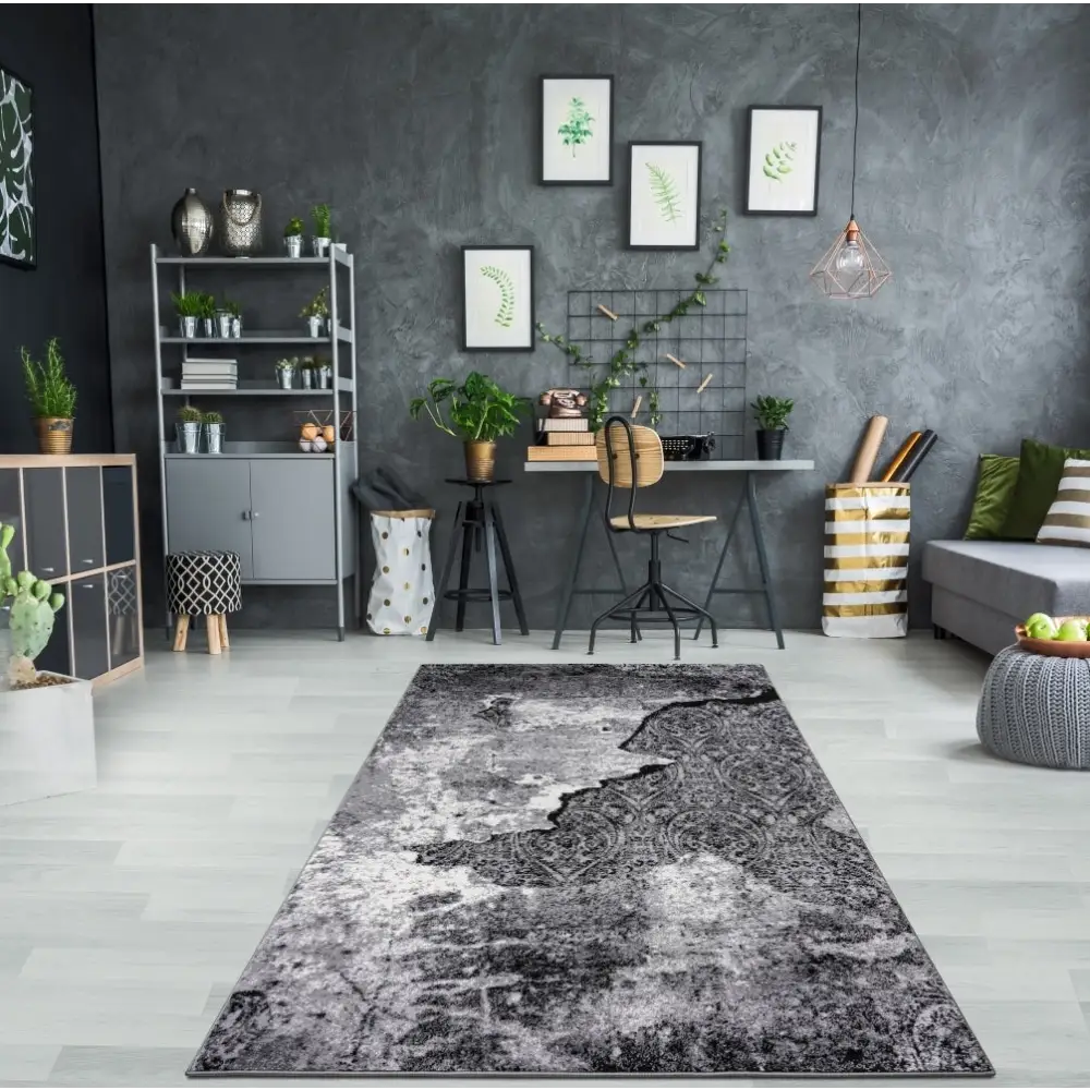 Jersey Area Rugs, Carpets For Livingroom, 7x10 Area Rugs ,3982 Black-Grey MLNshops]