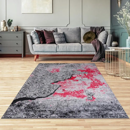 Jersey Area Rugs, Carpets For Livingroom, 7x10 Area Rugs ,3982 Black-Red MLNshops]