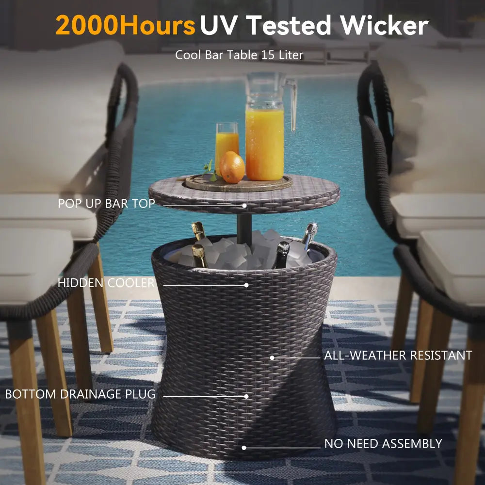 5 Pieces Patio Furniture Chair Sets, Patio Conversation Set With Wicker Cool Bar Table, Ottomans,Outdoor MLNshops]