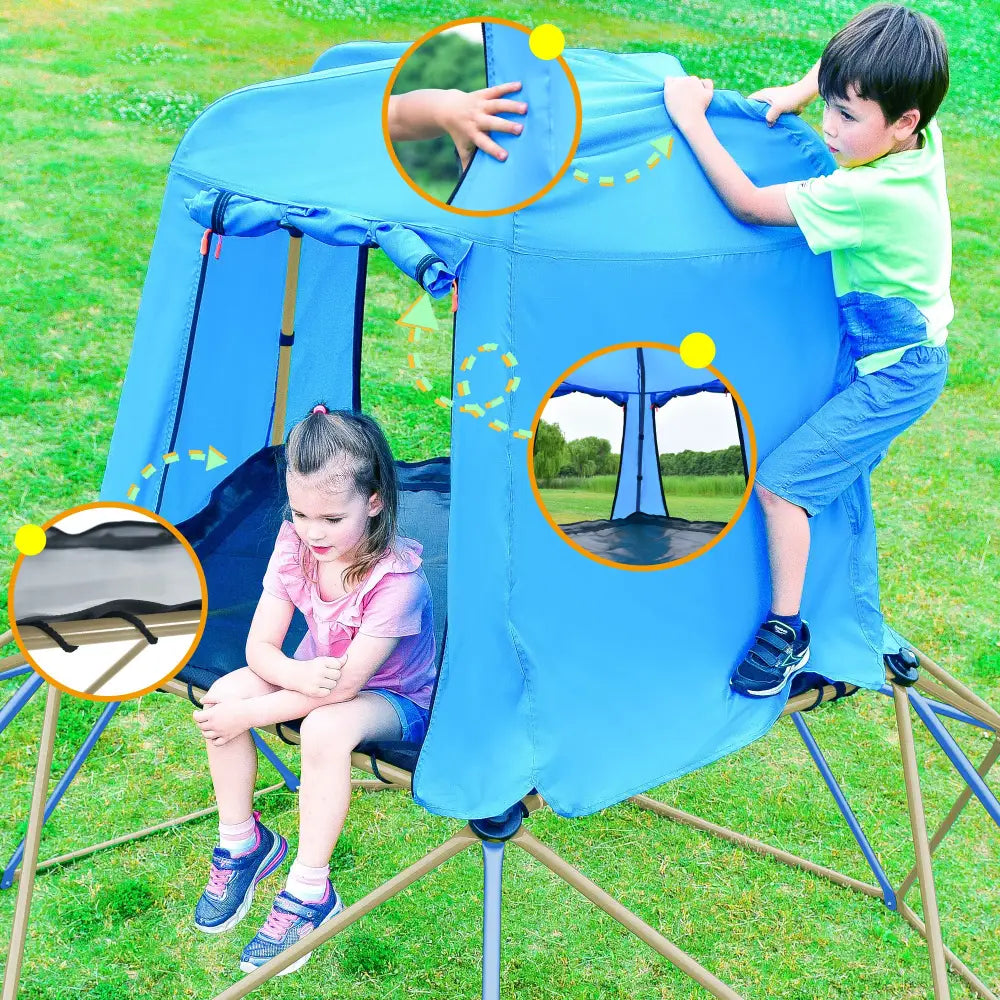 Kids Climbing Dome with Canopy and Playmat - 10 ft Jungle Gym Geometric Playground Dome Climber Play Center, Rust & UV Resistant MLNshops]