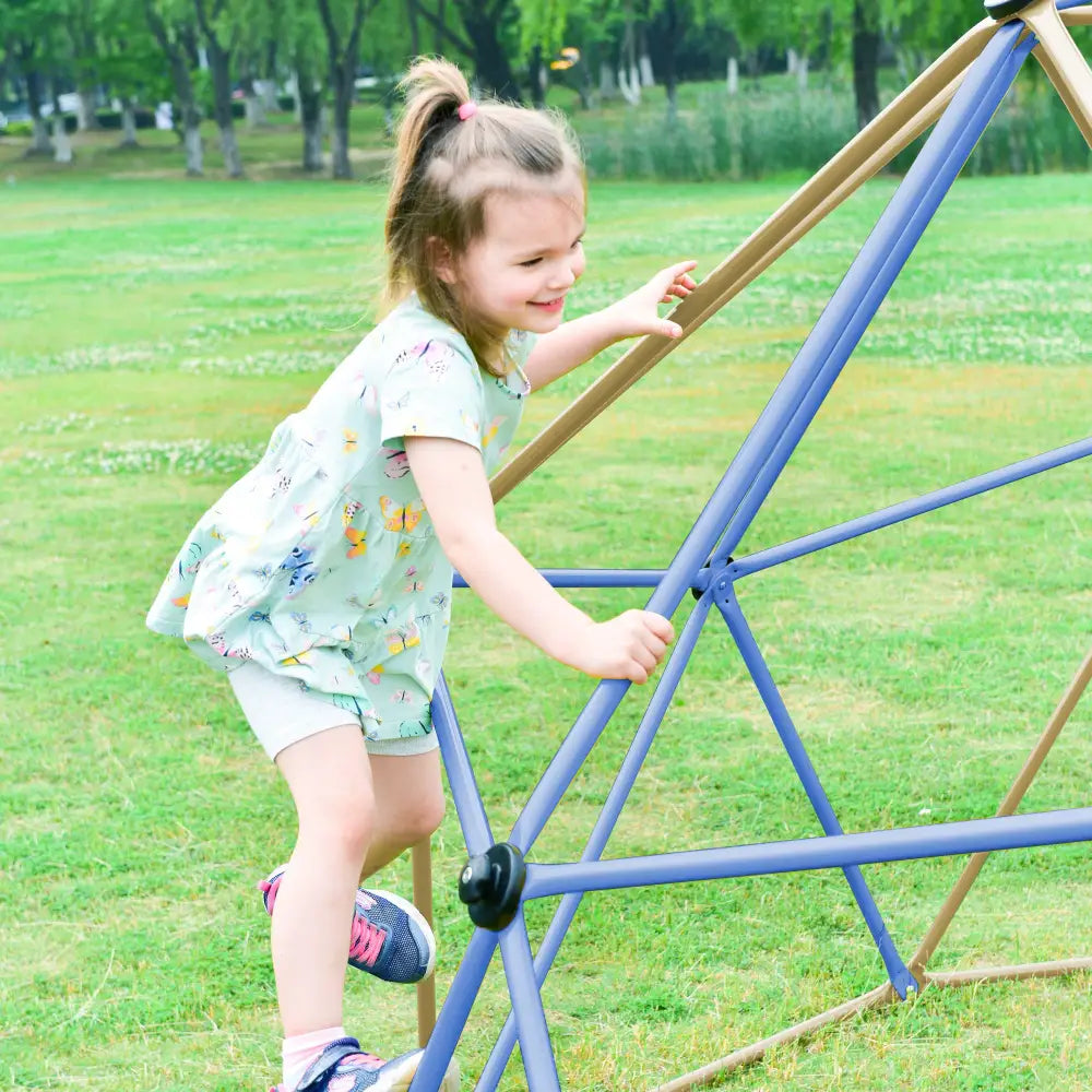 Kids Climbing Dome with Canopy and Playmat - 10 ft Jungle Gym Geometric Playground Dome Climber Play Center, Rust & UV Resistant MLNshops]