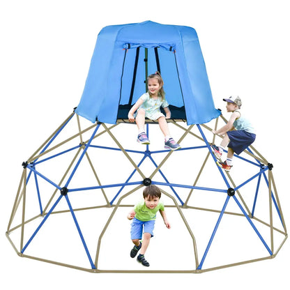 Kids Climbing Dome with Canopy and Playmat - 10 ft Jungle Gym Geometric Playground Dome Climber Play Center, Rust & UV Resistant MLNshops]