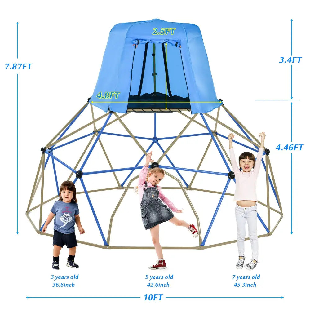 Kids Climbing Dome with Canopy and Playmat - 10 ft Jungle Gym Geometric Playground Dome Climber Play Center, Rust & UV Resistant MLNshops]