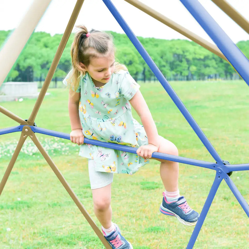 Kids Climbing Dome with Canopy and Playmat - 10 ft Jungle Gym Geometric Playground Dome Climber Play Center, Rust & UV Resistant MLNshops]