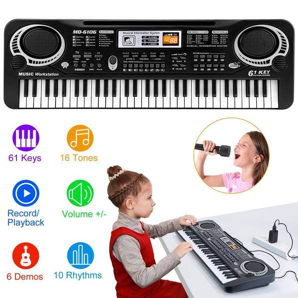 MLNshops Kids Electric Music Keyboard Piano - 61 Keys