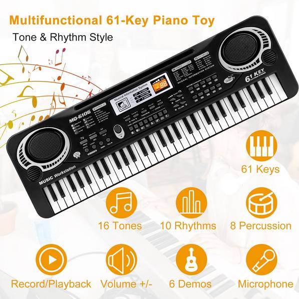 MLNshops Kids Electric Music Keyboard Piano - 61 Keys