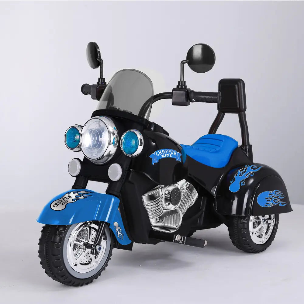 Kids Ride On Motorcycle Toy, 3-Wheel Chopper Motorbike with LED Colorful Headlights, Blue Riding on Electric Battery Powered Harley Motorcycle for Boys Girls MLNshops]