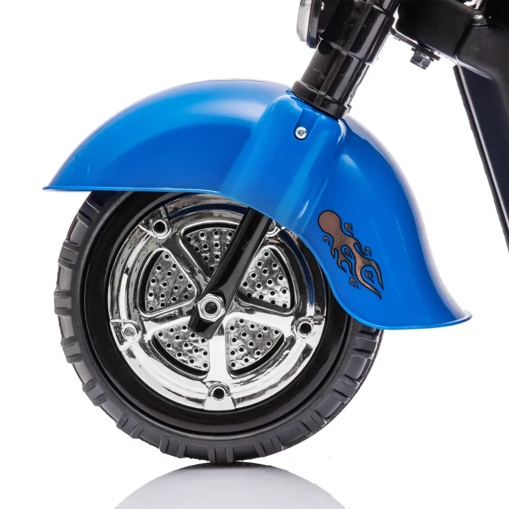 Kids Ride On Motorcycle Toy, 3-Wheel Chopper Motorbike with LED Colorful Headlights, Blue Riding on Electric Battery Powered Harley Motorcycle for Boys Girls MLNshops]