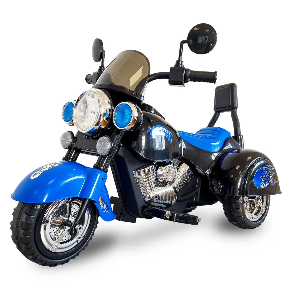 Kids Ride On Motorcycle Toy, 3-Wheel Chopper Motorbike with LED Colorful Headlights, Blue Riding on Electric Battery Powered Harley Motorcycle for Boys Girls MLNshops]