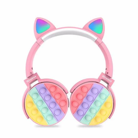 Kids Wireless Headset with Fun Pop Design - MLNshops Pink - Cat