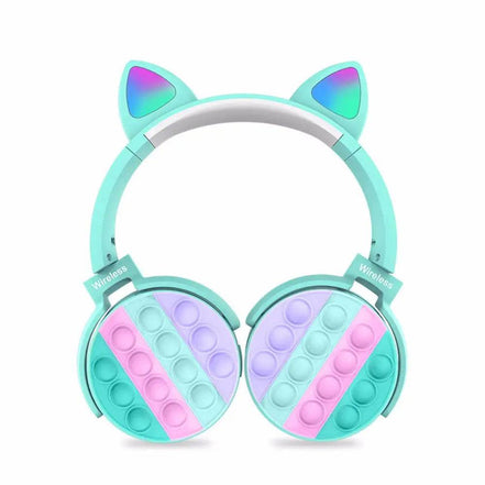 Kids Wireless Headset with Fun Pop Design - MLNshops Cyan - Cat