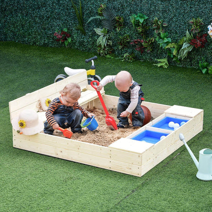 MLNshops Kids Wooden Sandbox with Cover and Storage