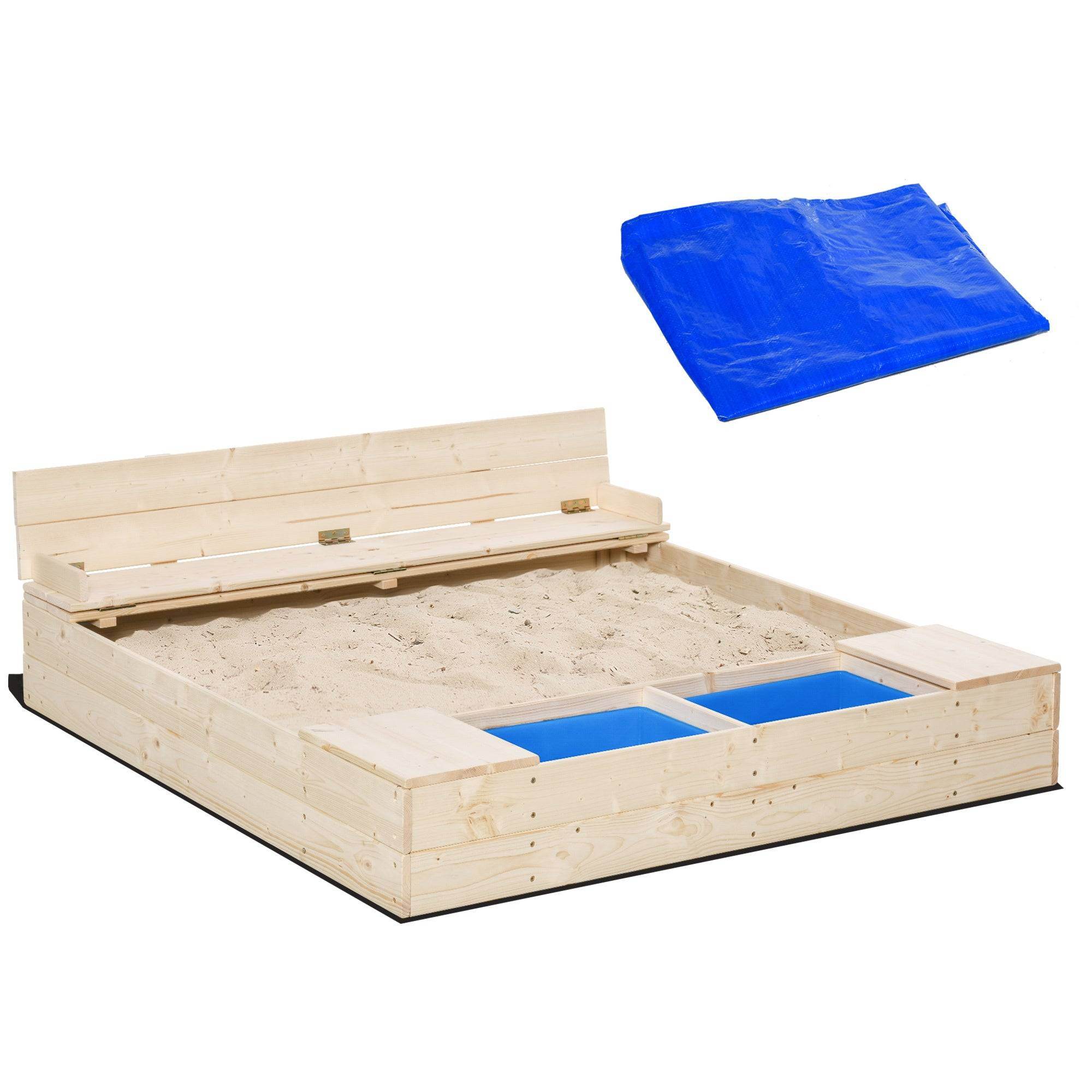 MLNshops Kids Wooden Sandbox with Cover and Storage Default
