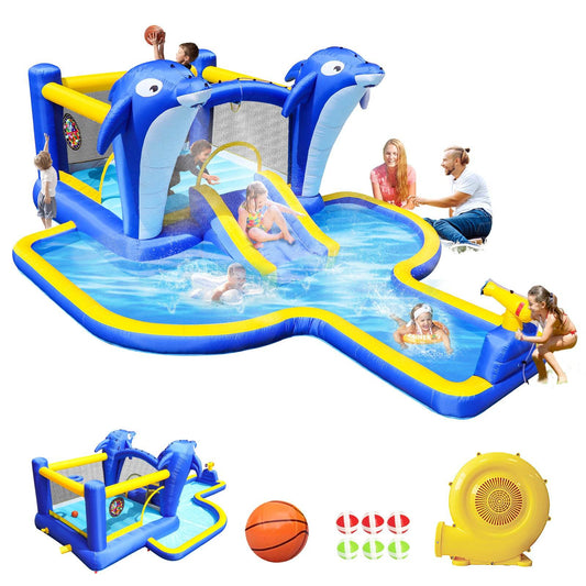 MLNshops 8 in 1 inflatable water slide park - Dolphin Splash Default