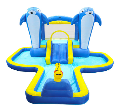MLNshops 8 in 1 inflatable water slide park - Dolphin Splash