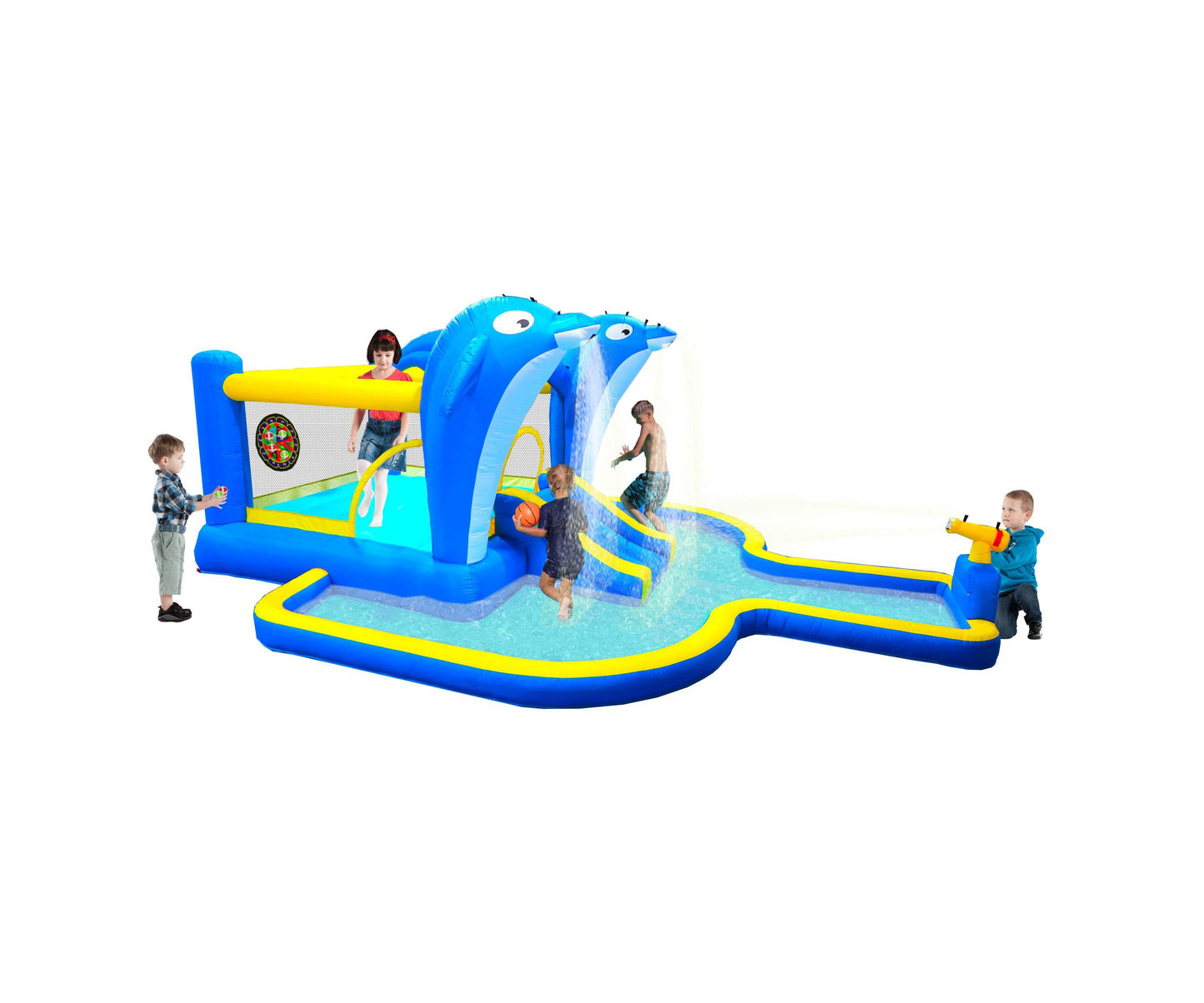 MLNshops 8 in 1 inflatable water slide park - Dolphin Splash