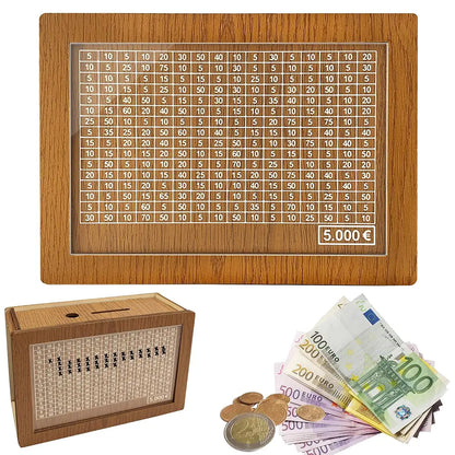 Large Capacity Wooden Piggy Bank Cash Box with Counter - Suitable for EURO MLNshops]