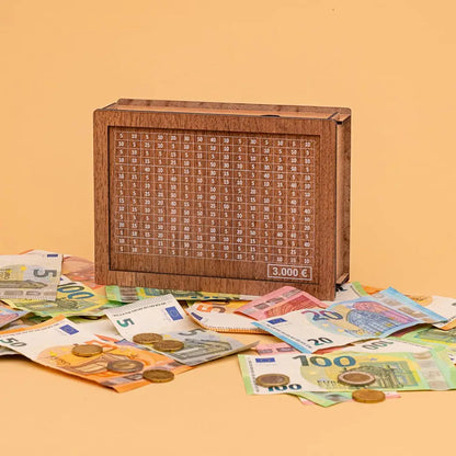 Large Capacity Wooden Piggy Bank Cash Box with Counter - Suitable for EURO MLNshops]